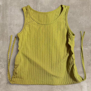 SHEIN Green Ribbed Ruched Tank Top - M